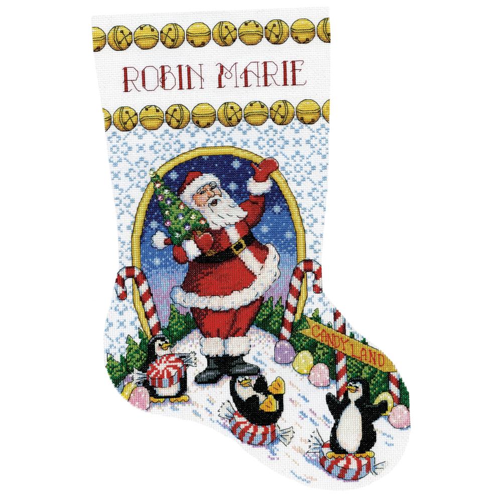Candy Land Santa Counted Cross Stitch Stocking Kit